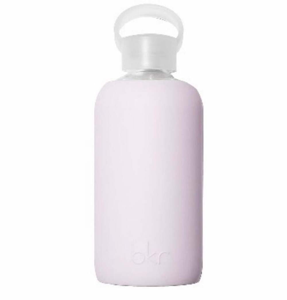 BKR Glass Water Bottle With Purple Silicone Sleeve